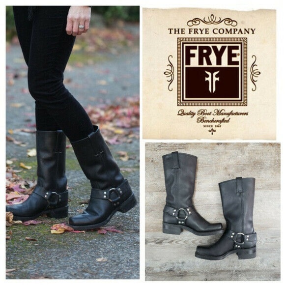 frye square toe harness boots
